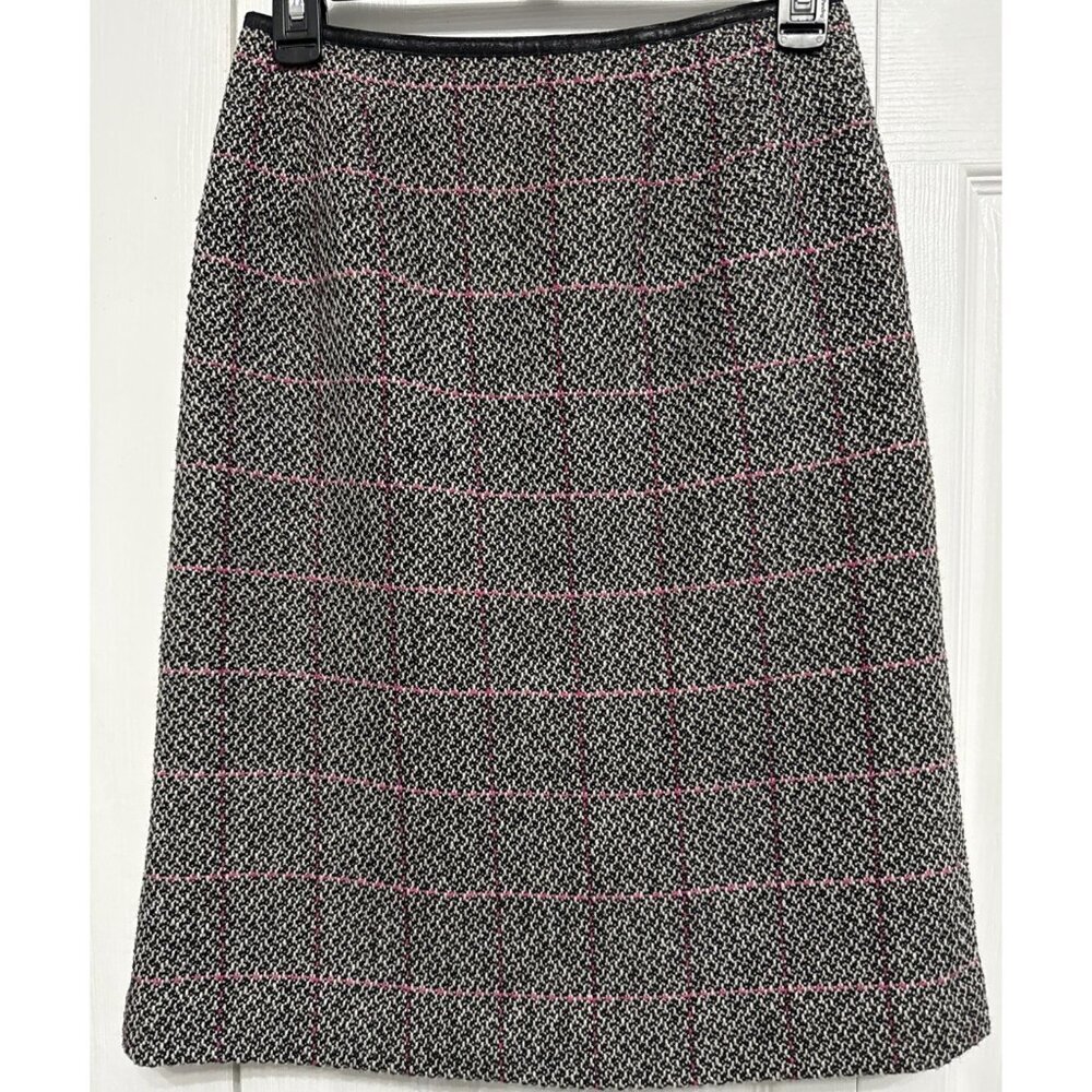 Talbots VTG Wool Blend Tweed Skirt Size 2 Petites Black Made USA Pencil Straight